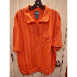 VTG TropiCool Mens Shirt XL Orange 1/4 Zip Elastic Short Sleeve Textured Retro